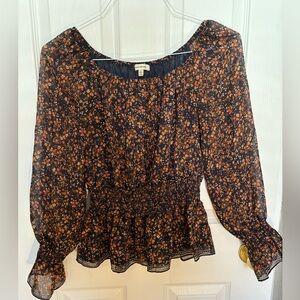 Women’s Max Studio Size Small Autumn Floral Blouse Long Sleeve